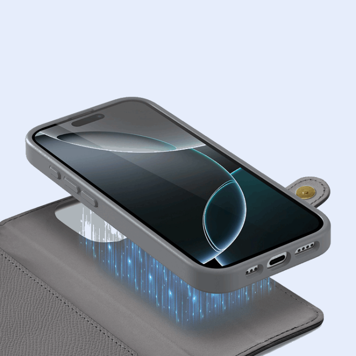 Dux Ducis - Dux Ducis iPhone 16 Pro Plånboksfodral Lawa Läder - Grå