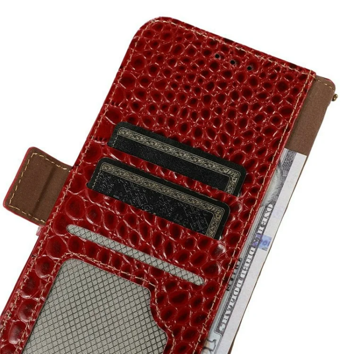 A-One Brand - iPhone 17 Pro Max Plånboksfodral Äkta läder Crocodile Texture