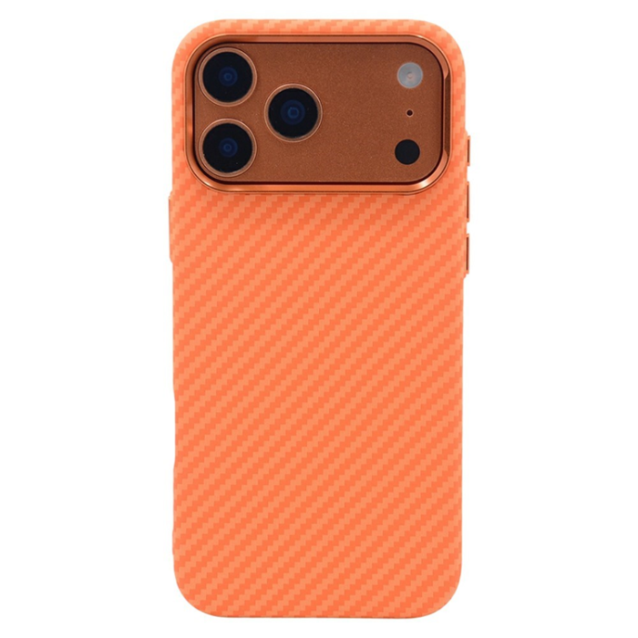 A-One Brand - iPhone 17 Pro Mobilskal Magsafe Carbon Fiber Texture - Orange Coarse Lines