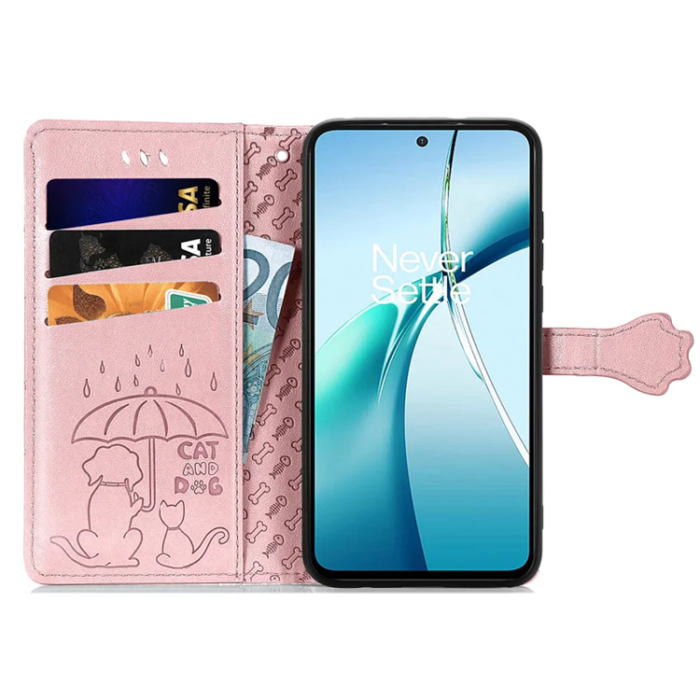 A-One Brand - Xiaomi 15 Ultra Plånboksfodral Cat Dog Pattern - Rosa Guld