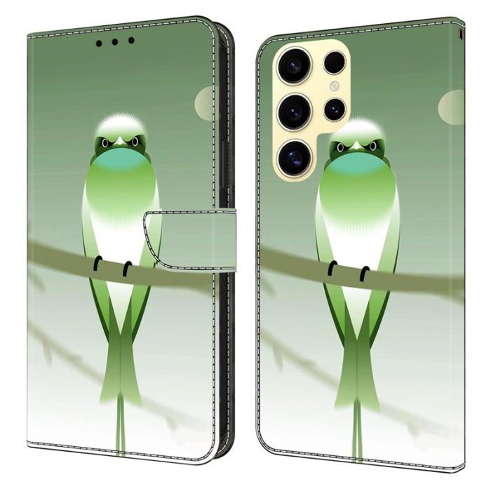 OEM - Samsung Galaxy S26 Ultra Fodral PU Läder Med Ställ - Grön Fågel