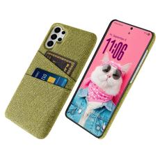 OEM - Samsung Galaxy S26 Ultra Skal Tyg + H&aring;rd PC Med Dubbel Kortfack - Gul