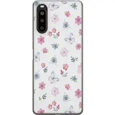 Gustaf - Mobilskal till Sony Xperia 10 II med Blommor och fj&auml;rillar