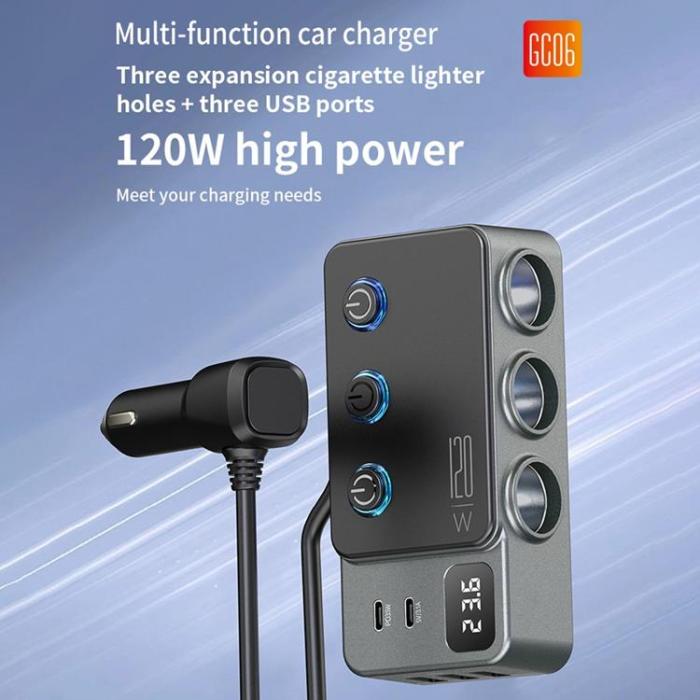 OEM - Billaddare 35W Snabbladdande med Cigarettändaradapter 120W 5 USB-portar