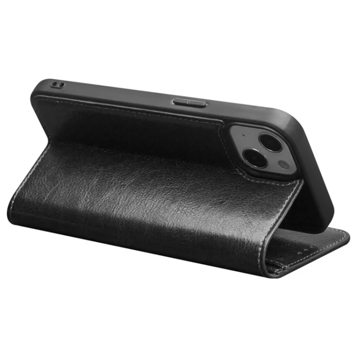 QIALINO - Qialino iPhone 13 Mini Plånboksfodral Cowhide Läder - Svart
