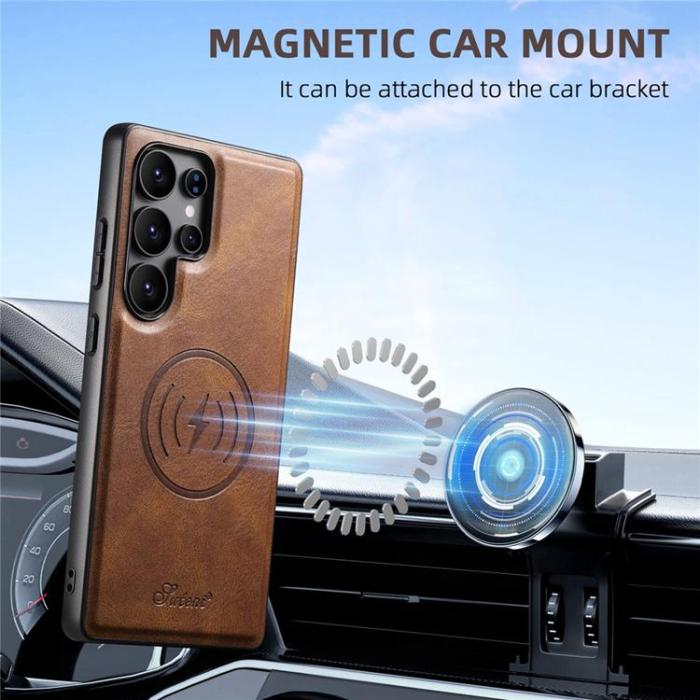 SUTENI - SUTENI Mobilskal för Galaxy S25 Ultra MagSafe Korthållare H19 - Brun