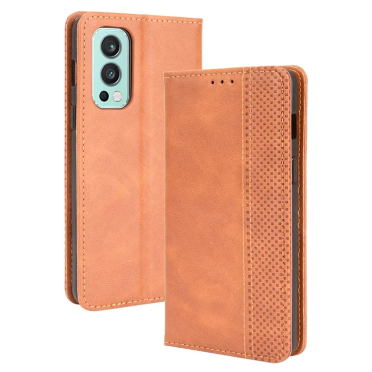 OnePlus Nord 2 5G Plånboksfodral Retro Style Flip Stativ (Brun) | 2353 | AlltMobil