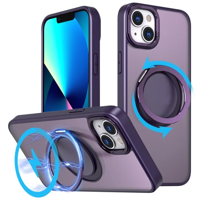 OEM - iPhone 16 Plus Mobilskal MagSafe Ring Rotating - Lila