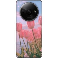 iSecrets - Genomskinligt Skal kompatibel med Xiaomi Redmi A3 med Rosa Tulpaner