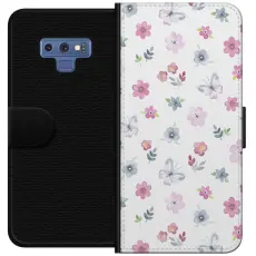 Gustaf - Pl&aring;nboksfodral till Samsung Galaxy Note9 med Blommor och fj&auml;rillar