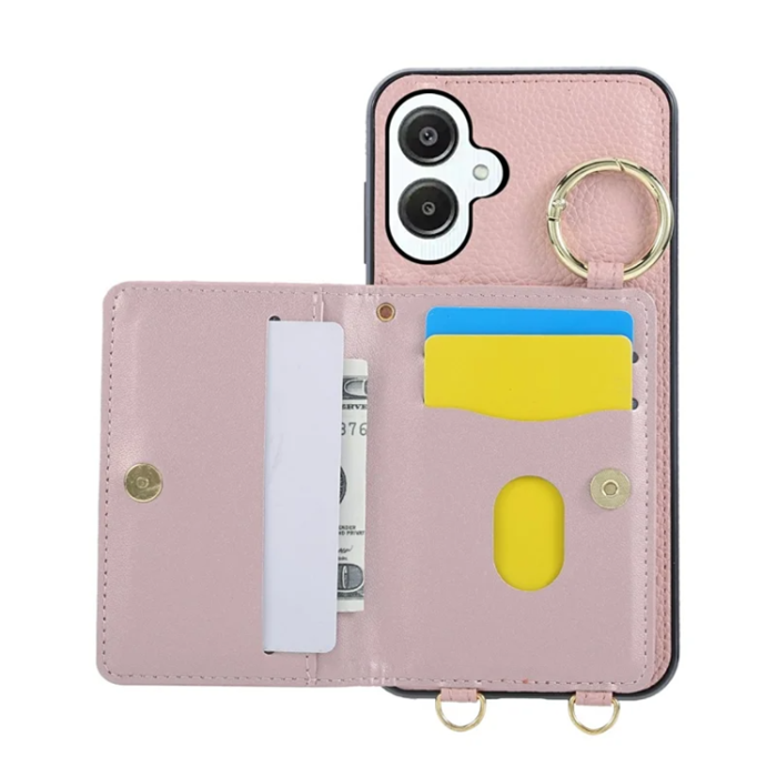 A-One Brand - Galaxy A06 4G / 5G Mobilskal Korthållare Kickstand Rhombus - Rosa