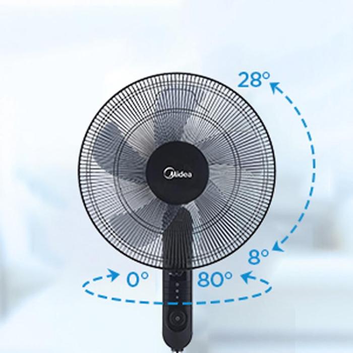 Midea - Midea Golvfläkt 3 Hastigheter och Fjärrkontroll - Svart