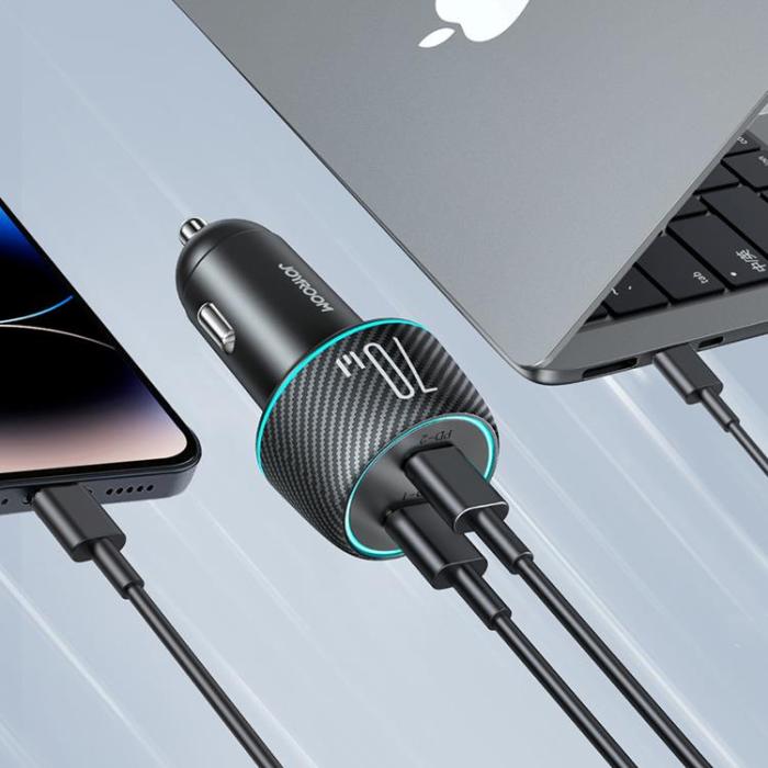 Joyroom - Joyroom Billaddare 2x USB-C 70W - Svart