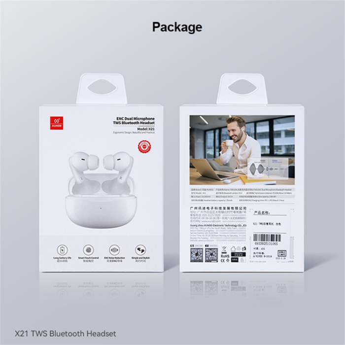 XUNDD - XUNDD TWS Trådlösa V5.3 Bluetooth Hörlurar In-ear ENC X21