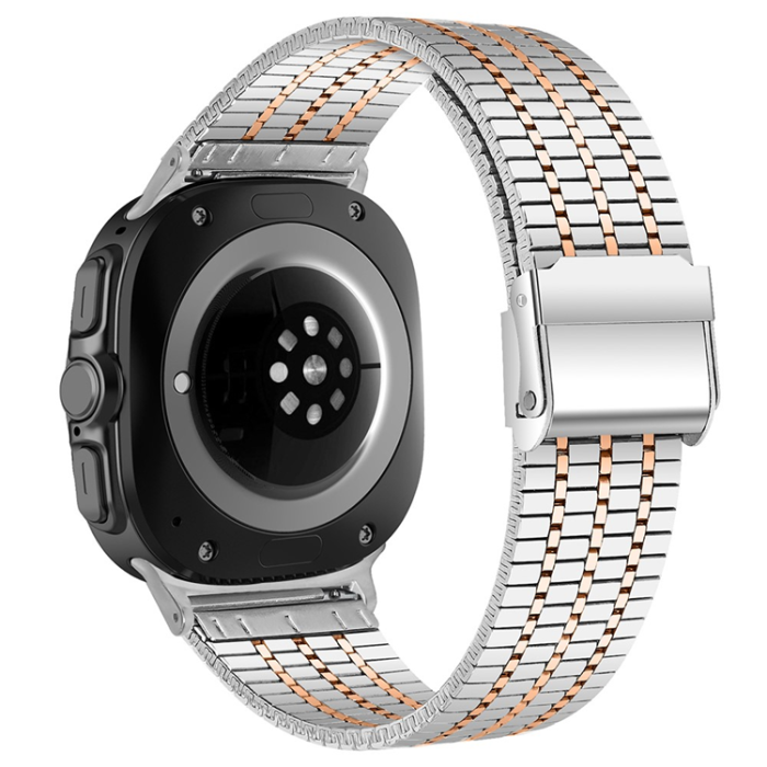 A-One Brand - Galaxy Watch 8/8 Classic (40/44/46mm) Armband Stainless Steel - Silver/Rosaguld