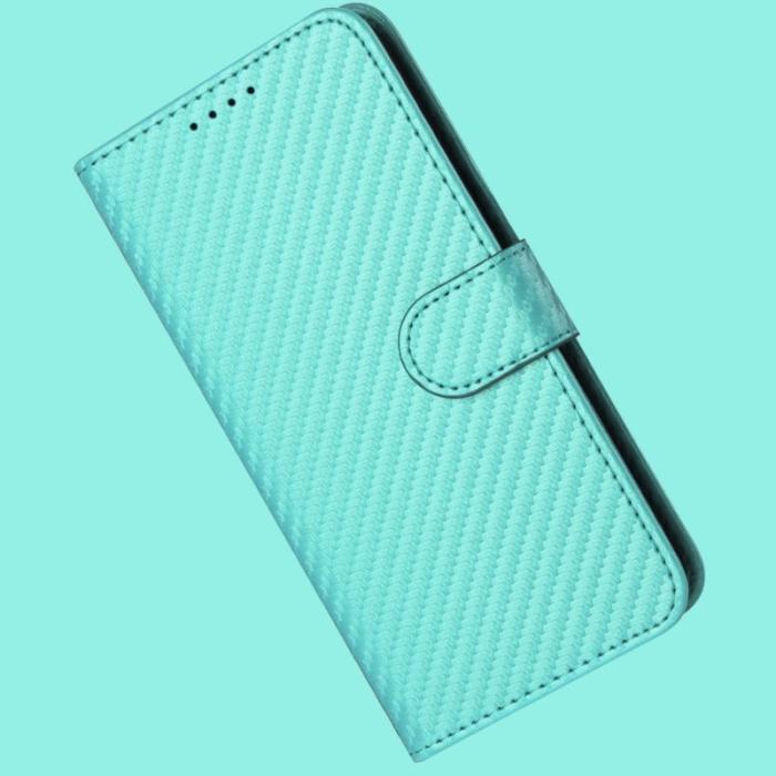OEM - Samsung Galaxy S26 Pro Plånboksfodral Konstläder Carbonfiber - Ljusblå