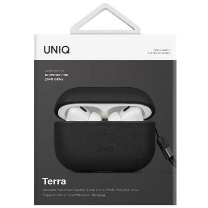 UNIQ - Uniq Airpods Pro 2 Skal Äkta Läder Terra - Svart