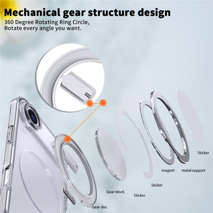 A-One Brand - iPhone 17 Air Mobilskal MagSafe TPU+PC Kickstand - Transparent
