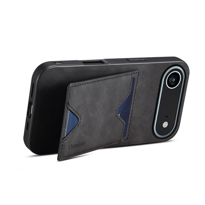 DENIOR - DENIOR iPhone Air Mobilskal Kickstand Korthållare - Svart