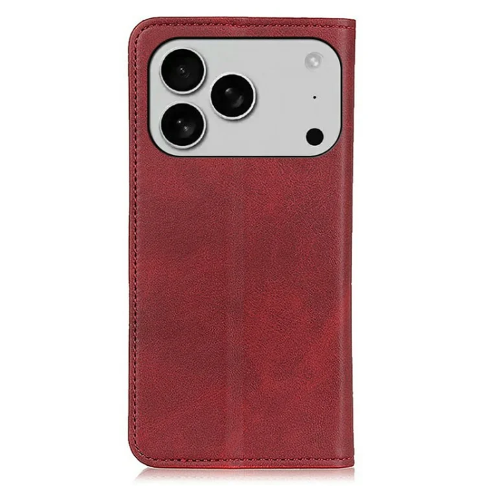 A-One Brand - iPhone 17 Pro Max Plånboksfodral Äkta läder - Röd