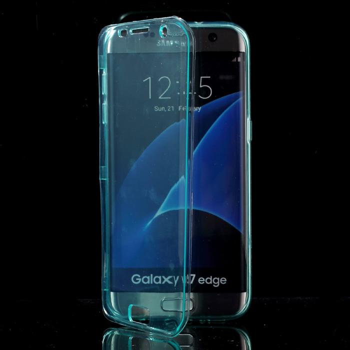 UTGATT5 - TPU Flip Shell Case till Samsung Galaxy S7 Edge - Ljusblå
