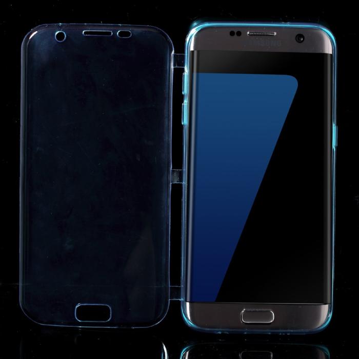 UTGATT5 - TPU Flip Shell Case till Samsung Galaxy S7 Edge - Mörkblå