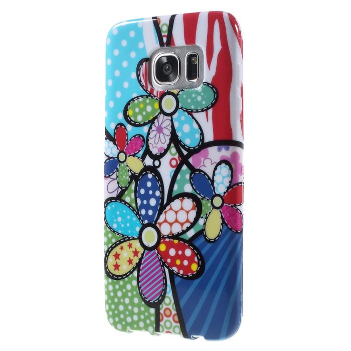 OEM - Flexicase Skal till Samsung Galaxy S7 Edge - Blue Dot Flower