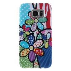 OEM - Flexicase Skal till Samsung Galaxy S7 Edge - Blue Dot Flower