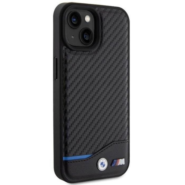 BMW - BMW iPhone 15 Plus Mobilskal Läder Carbon - Svart
