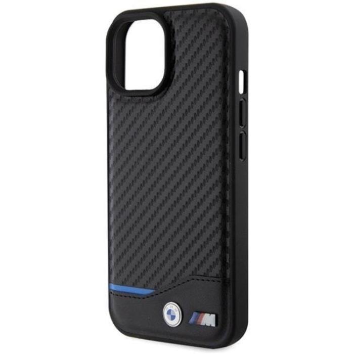 BMW - BMW iPhone 15 Plus Mobilskal Läder Carbon - Svart