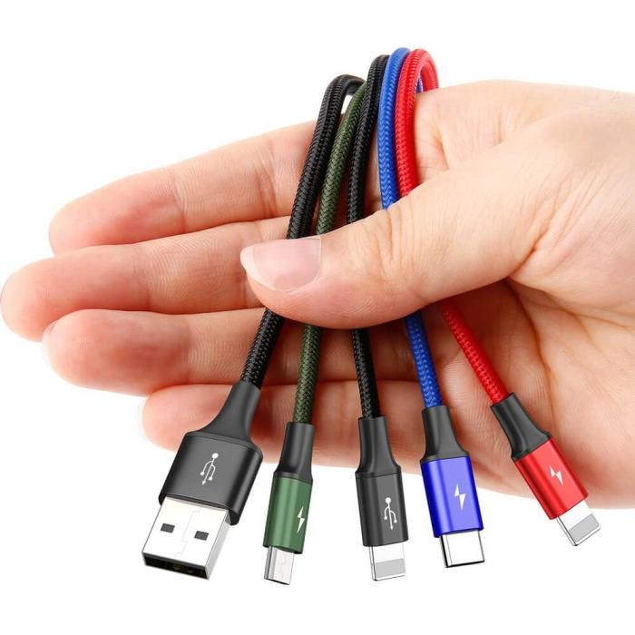 BASEUS - Baseus 4in1 USB-A till USB-C, Lightning, microUSB kabel 3.5A 1.2m