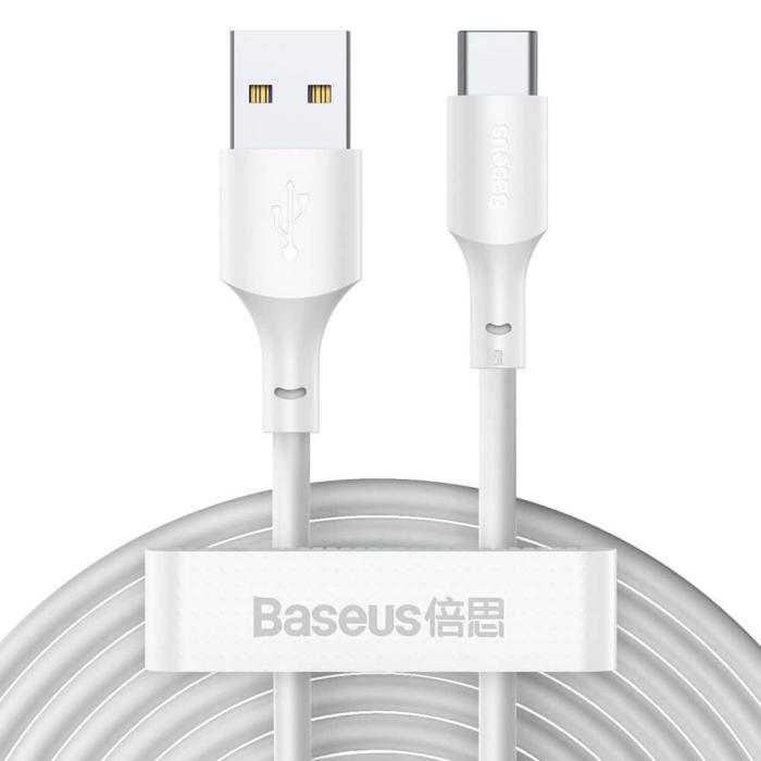 BASEUS - Baseus 2-pack USB-C till USB-A kabel 40 W 5 A 1.5m Vit
