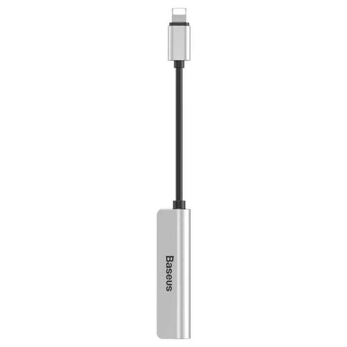 UTGATT4 - Baseus 3-in-1 iP MaleDual iP 3.5mm Female Adapter L52 Silver