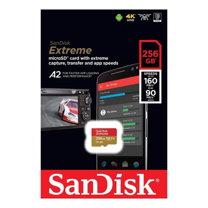 Sandisk - SanDisk Extreme 256 GB MicroSDXC minneskort