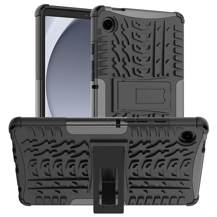 Galaxy Tab A9 Mobilskal Kickstand Tire Texture (Svart) | 2353 | AlltMobil