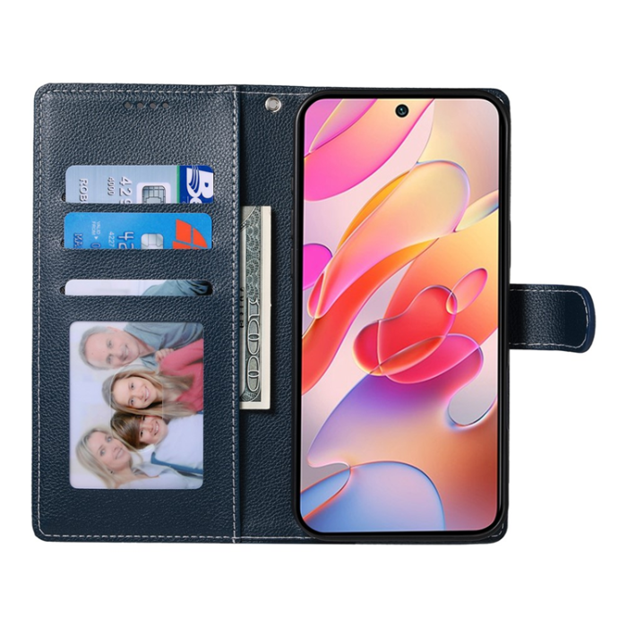 A-One Brand - Galaxy A17/A26 Plånboksfodral Litchi Läder Magnetic - Mörkblå
