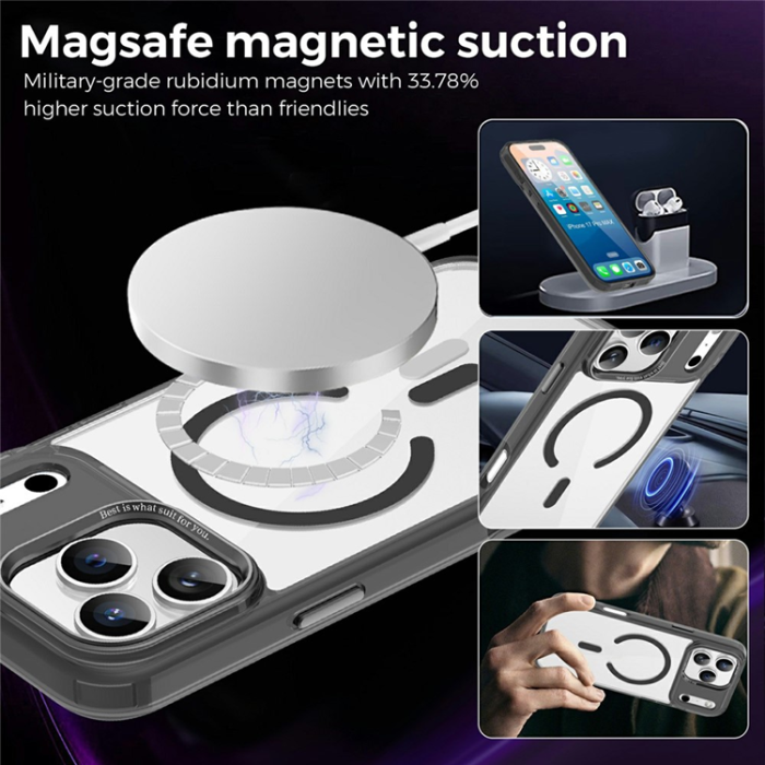 A-One Brand - iPhone 17 Pro Max Mobilskal MagSafe Transparent TPU+PC - Svart