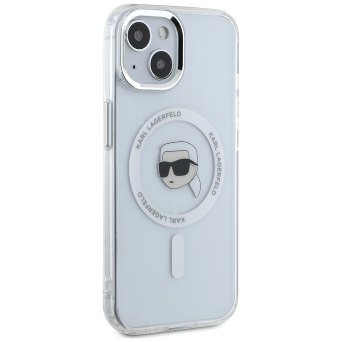 KARL LAGERFELD - Karl Lagerfeld iPhone 15 Plus Mobilskal Magsafe Metal Karl Head - Vit