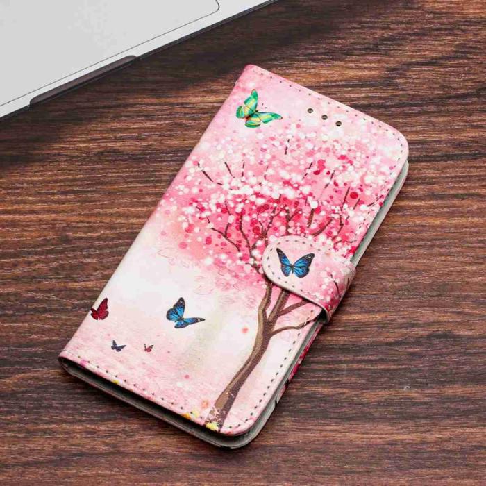 OEM - Samsung Galaxy A37 Plånboksfodral Konstläder Tryckt Mönster - Cherry Tree