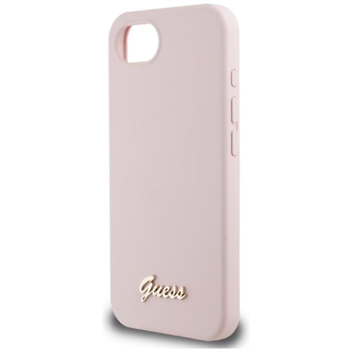 Guess - Guess iPhone 16e Mobilskal MagSafe Silikon Script Metal Logo