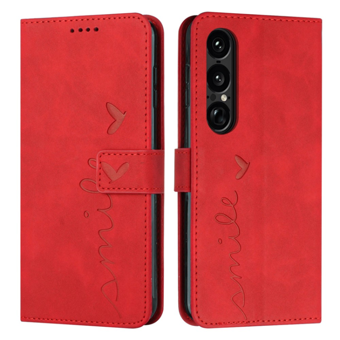 A-One Brand - Sony Xperia 1 VII Plånboksfodral Imprinted Heart - Röd