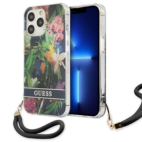 Guess iPhone 13 Pro Max Skal Flower Strap - Blå | 2353 | AlltMobil