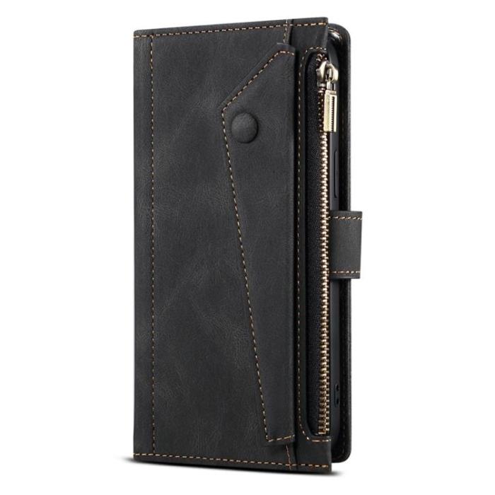 OEM - iPhone 14 Pro Max Plånboksfodral Flap Zipper Strap - Svart