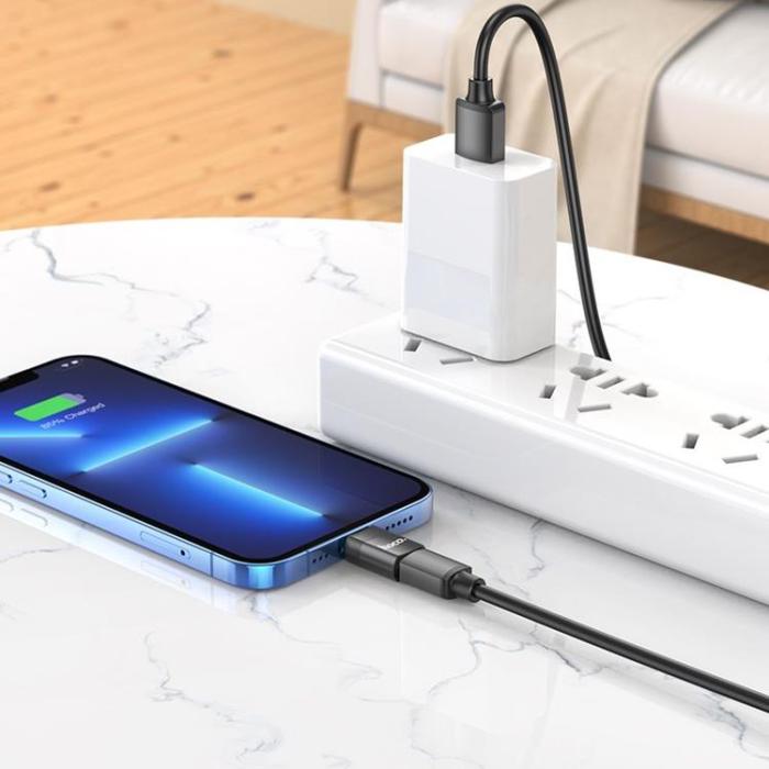 Hoco - Hoco UA17 Adapter USB-C to Lightning - Svart