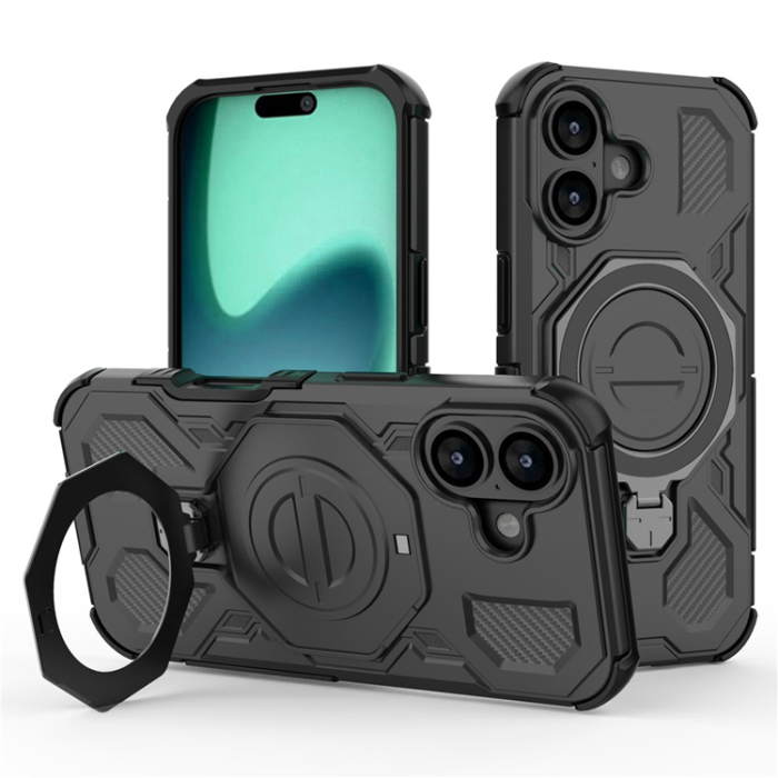 A-One Brand - iPhone 17 Mobilskal Rotating Kickstand - Svart