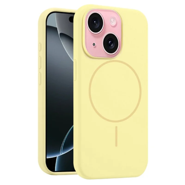 iPhone 15 Mobilskal MagSafe Silikon Anti Drop - Gul (Ljusgul) | 2353 | AlltMobil