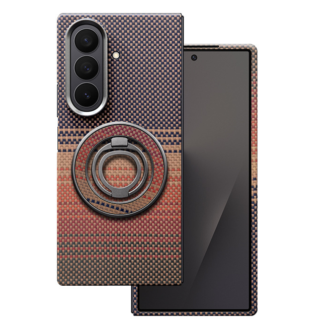 Galaxy Z Fold 7 Mobilskal MagSafe Kevlar Metal Ring - Sunrise Röd | 2353 | AlltMobil