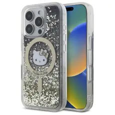 Hello Kitty - Hello Kitty iPhone 16 Pro Mobilskal MagSafe Liquid Glitter - Svart Guld