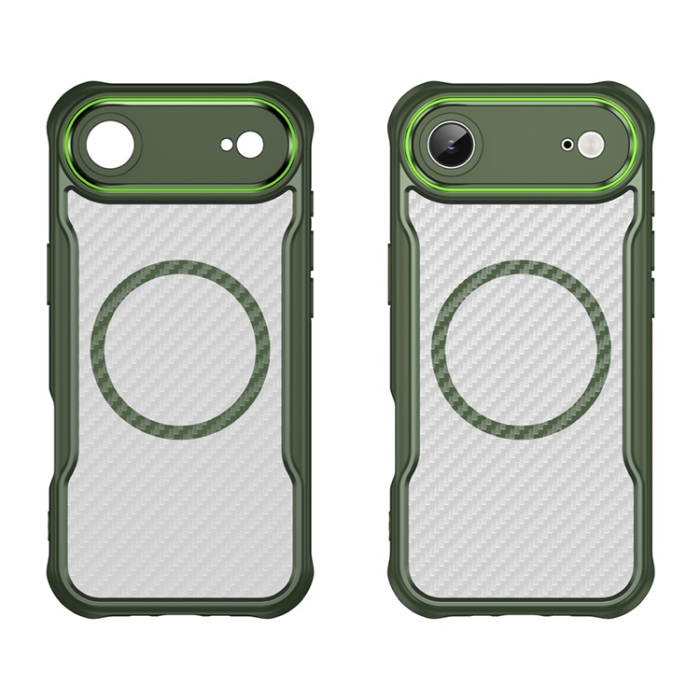 A-One Brand - iPhone 17 Air Mobilskal MagSafe Carbon Fiber - Grön