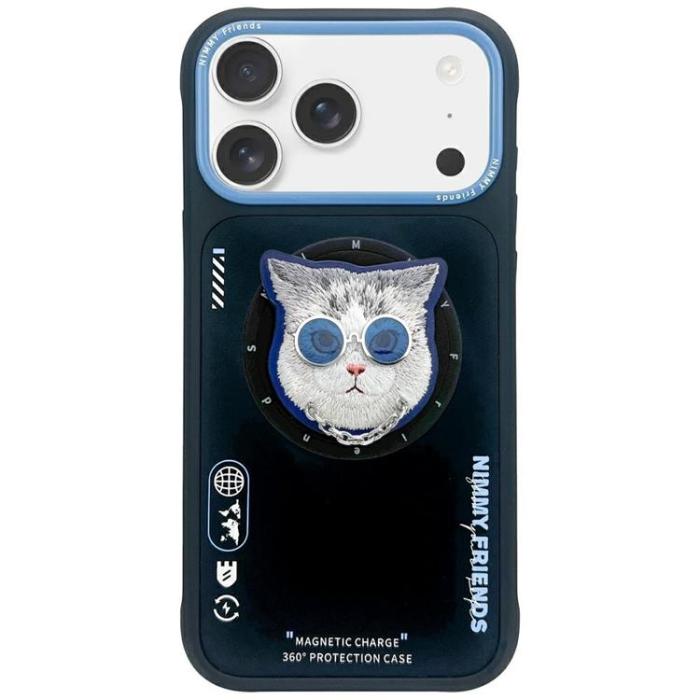 NIMMY - Nimmy iPhone 17 Mobilskal MagSafe Glasses Cool Cat - Svart/Blå